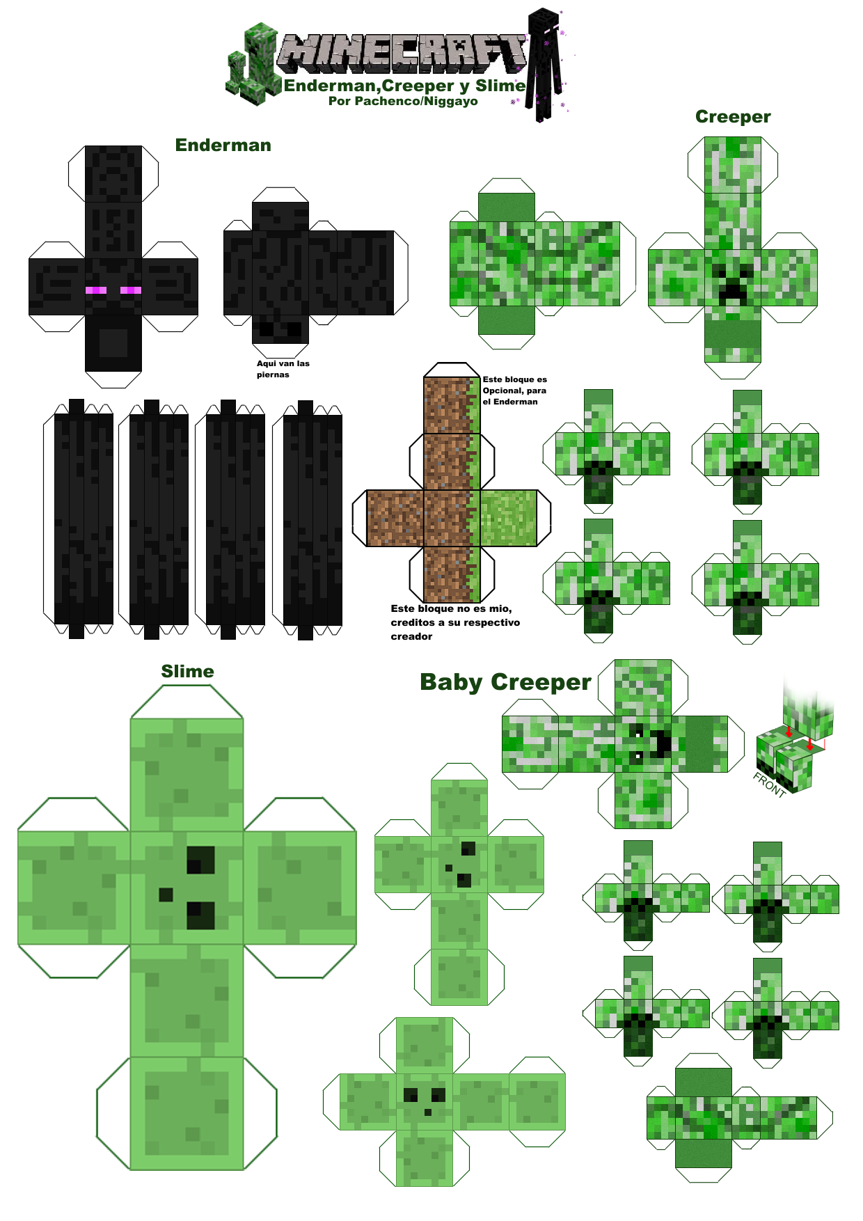 Sumamente elegante solo Desplazamiento Game [Minecraft] Creeper, Enderman, slime | Paperzone VN